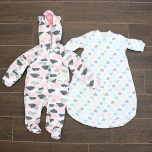 Baby Girl 3 - 6 Month Baby Snowsuit Bunting Sleeper Lot Pink Gray White